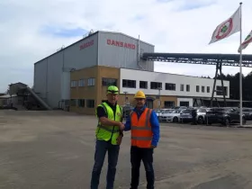 Dansand AS technical manager Claus Arve and CDE Group business development manager Allan Esmann in front of the Dansand office in Brædstrup Denmark. (Picture: CDE Group)
