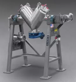 28 liter capacity Vee Cone Blender model VB-1-SSIS for laboratory and pilot applications has a swing radius of 0.55 m. (Picture: ©Munson Machinery)
